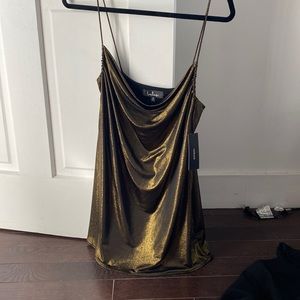 Lulus gold and black slip dress